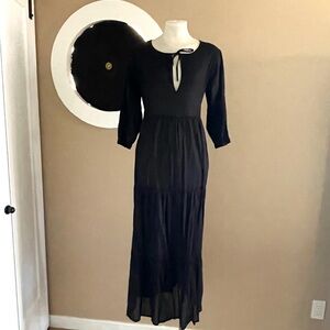 Natural Life Striped Tiered Dress | Medium | Sheer Witchy Fall Dress— Goth